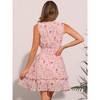 Allegra K Women's Regular Fit Floral A-line Smocked Waist Tiered Ruffled Chiffon Mini Dress - 4 of 4