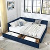1pc Queen Size Velvet Upholstered Storage Daybed with Drawers, Tufted Backrest & Armrest, No Box Spring Needed - Baofuwish - 3 of 4