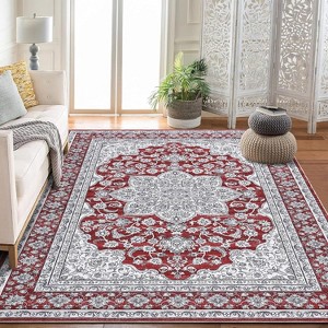 Coucheta Washable Area Rug Floral for Living Room, Ultra Soft Accent Bedroom Carpet, Indoor Non-Slip Throw Carpet for Entryway, Multi-Color & Size - 1 of 4