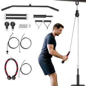 Soozier Weight Pulley System, Cable Pulley System with Universal Loading Pin for LAT Pull Down, Biceps Curl Workout, Red - 1 of 4