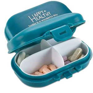 Daily Pill Organizer - (Pack of 2) Small AM PM Pill Organizer - Cute 4 Compartment Pill Organizer 2 Times a Day Case Box - 1 of 4