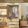 Large Wardrobe Closet w/ Drawers, 69.5" Wooden Wardrobe Cabinet w/ Hanging Rod, 2 Doors Clothing Storage Cabinet for Bedroom Anti-Tipping - 3 of 4