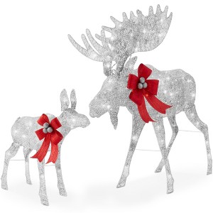 Best Choice Products 2-Piece Moose Family Lighted Christmas Yard Décor Set w/ 170 LED Lights, Stakes, Zip Ties - 1 of 4