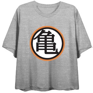 Dragon Ball Z Kame Symbol Crew Neck Short Sleeve Women's Gray Heather Crop Top - 1 of 3