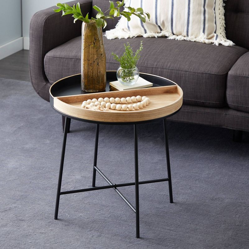 Contemporary Metal and Wood Accent Table - Olivia & May, 3 of 6