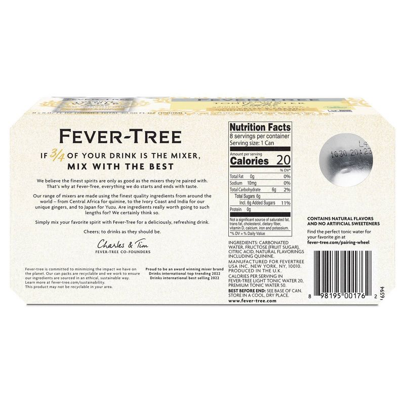 Fever-Tree Refreshingly Light Tonic Water - 8pk/5.07 fl oz Cans, 5 of 6