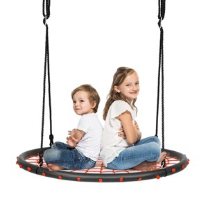 Costway 40'' Spider Web Tree Swing Set w/ Adjustable Hanging Ropes Kids Play Set BlueGreenOrange - 1 of 4