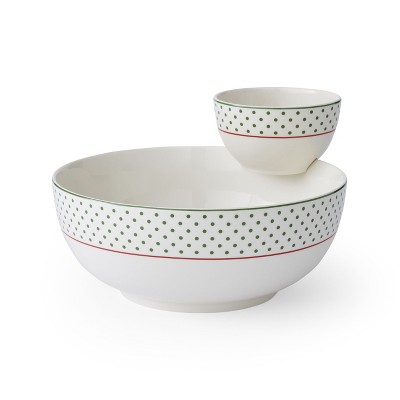 Spode Christmas Tree Polka Dot Tiered Chip and Dip