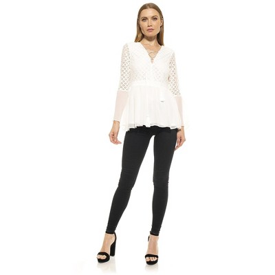 white peasant top with bell sleeves