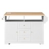 Whisen Extendable Kitchen Island Cart, Mobile Kitchen Storage Cabinet with 5 Wheels, 1 Thick Top Board - White - 4 of 4