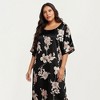 Anna-Kaci Lounge Women's PLus Size Satin Nightgown with Allover Floral Print Relaxed Fit Scoop Neckline and Flowing Short Sleeves - 3 of 4