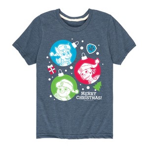 Boys' - Paw Patrol - Christmas Ornaments Rubble Chase Marshall Short Sleeve Graphic T-Shirt - 1 of 4