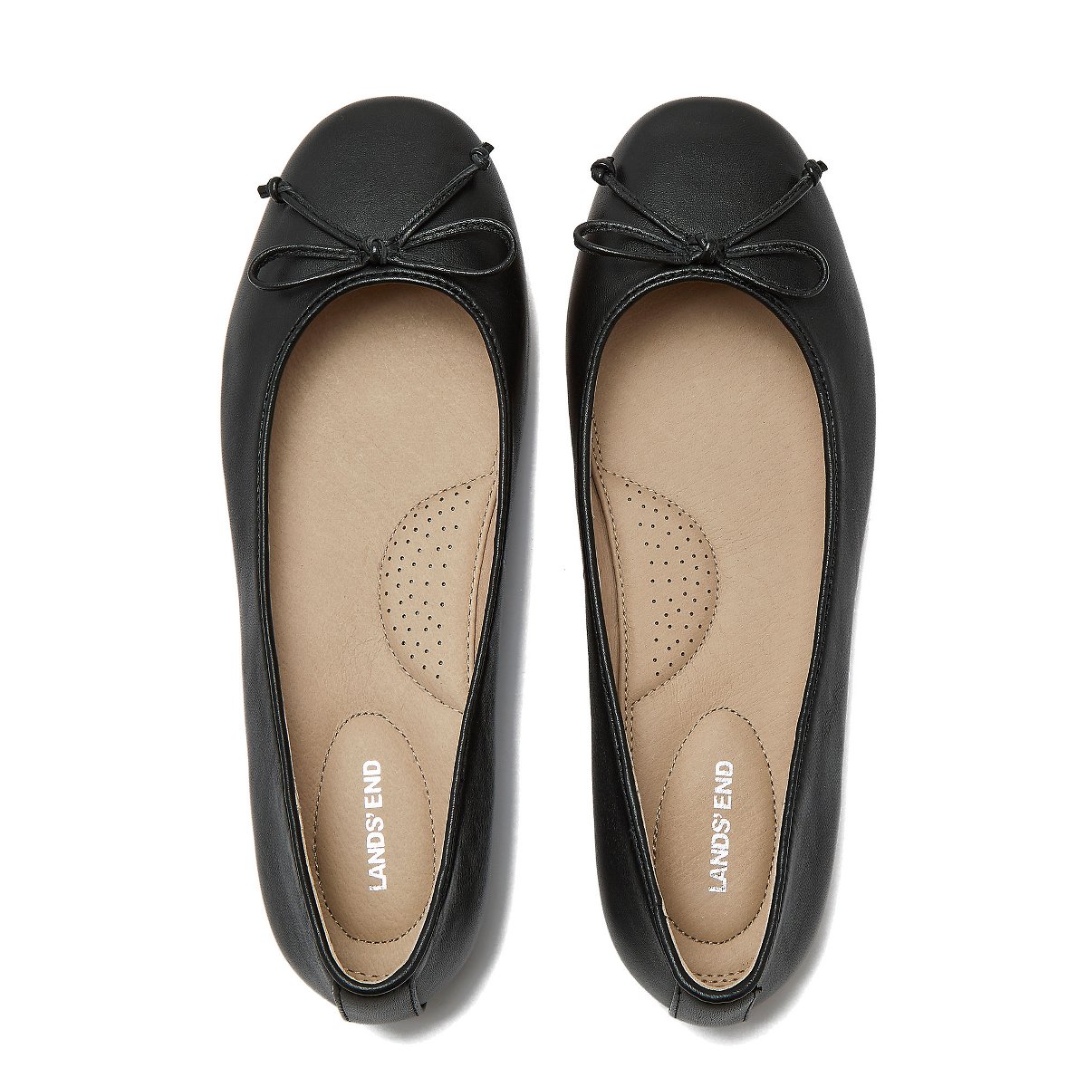 Обувь Lands' End Women's Essential Leather Ballet Flats - 8 - Black — фото 2