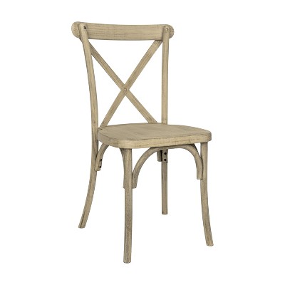 Emma and Oliver Weather-Resistant Wood Look Resin Cross Back Chair for Indoor/Outdoor Use in Light Oak