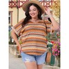 Agnes Orinda Women's Plus Size Boho V Neck Short Sleeve Geometric Print Summer Holiday Blouses - 2 of 4