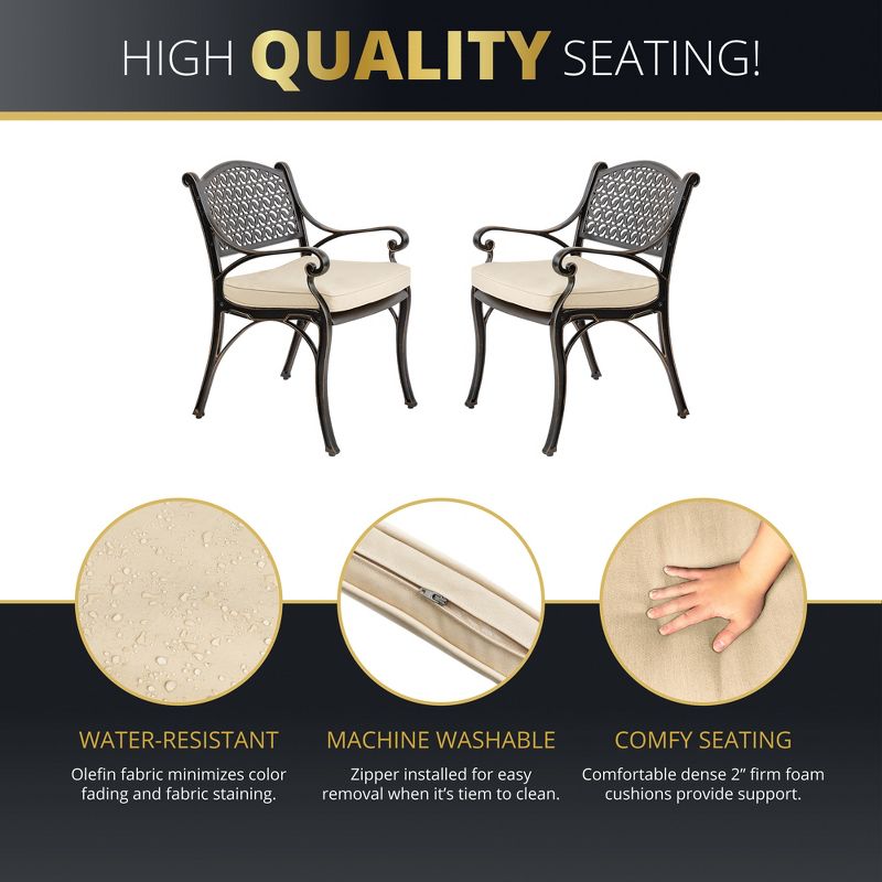 Kinger Home 2-Piece Outdoor Patio Chairs Set for 2,  Cast Aluminum Patio Furniture Chairs with Cushions, 5 of 9