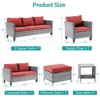 Sonkuki 7 Pieces PE Rattan Furniture Set with Side Table, Patio Chair with Cushion, Ottomans for Lawn, Light Gray - 3 of 4
