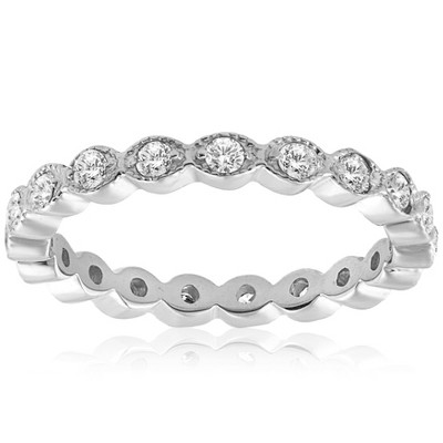 Pompeii3 1/3ct Diamond Eternity Wedding Ring Filigree Vintage White Yellow Rose Gold 14k
