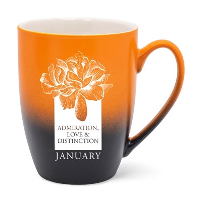 Elanze Designs Admiration Love And Distinction January Two Toned Ombre Matte Orange and Black 12 ounce Ceramic Stoneware Coffee Cup Mug