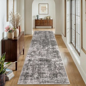 Washable Area Rug Vintage Distressed Rug Non Slip Rug Low Pile Rugs Soft Throw Rug Foldable Indoor Carpet for Living Room - 1 of 4