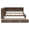 Merax Full Size Wood Daybed with LED Lights, USB Ports, Storage Shelves & Trundle - 4 of 4