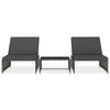 vidaXL Sun Loungers 2 pcs with Table Poly Rattan Gray - 2 of 4