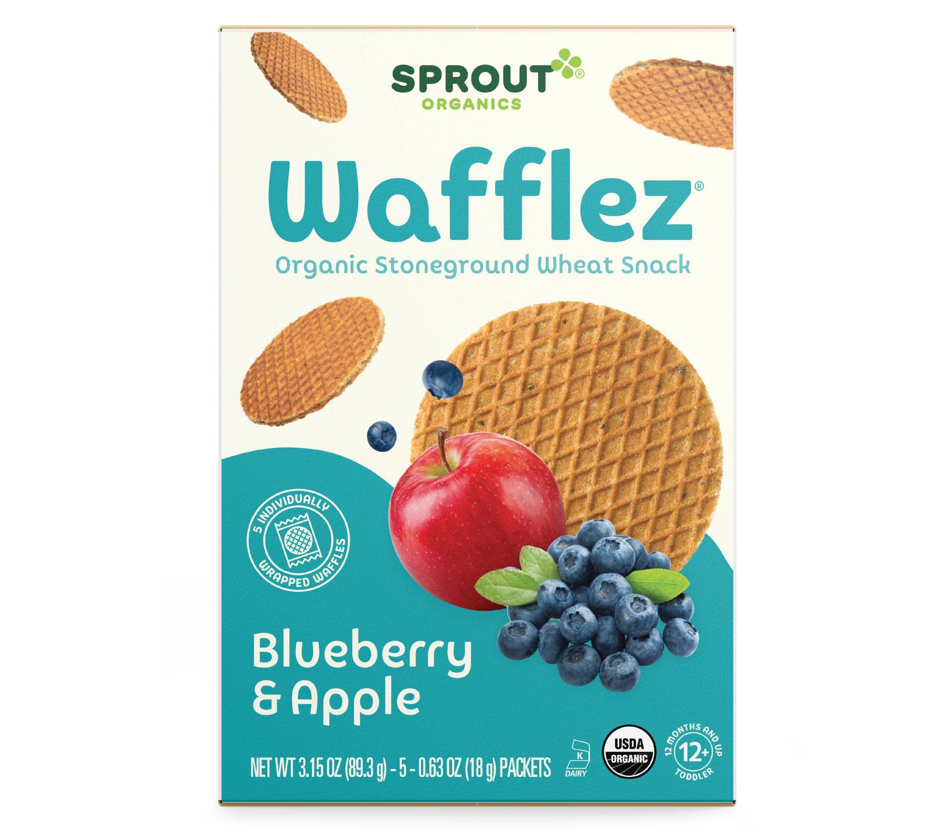 Sprout Foods Organic Blueberry Apple Wafflez Toddler Snacks - 3.15oz