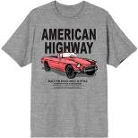 Car Fanatic Red Vintage Car American Highway Men's Gray Graphic Tee