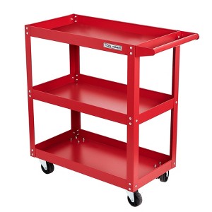 Racxily 3-Tier Tool Cart, Mobile Service Storage Organizer with Drawers, Red - 1 of 4