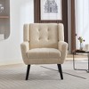 Lyngins Linen Blend Accent Chair, Upholstered Armchair with Curved Back, Modern Sofa Chair, Comfy Reading Chair for Living Room, Home Office - 4 of 4