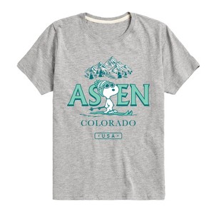 Boys' - Peanuts - Snoopy Skiing Aspen Colorado Short Sleeve Graphic T-Shirt - 1 of 4