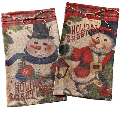 Lakeside Oversized Holiday Gift Sacks with Drawstring Closure - Set of 2 Present Bags