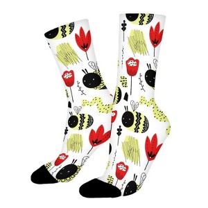 Cute Bee Women Printed Crew Socks Funny Funky Socks Soft Polyester Novelty Gifts for Artists Men - 1 of 1
