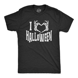 Mens I Heart Halloween T Shirt Funny Love Skeleton Heart Hands Graphic Tee - Crazy Dog Men's T Shirt - 1 of 4