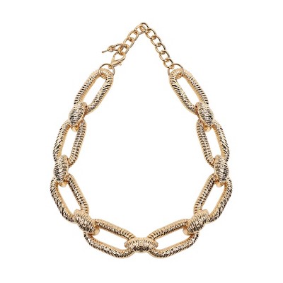 SOHI Women's California Gold Dented Chainlink Necklace