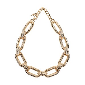 SOHI Women's California Gold Dented Chainlink Necklace - 1 of 4
