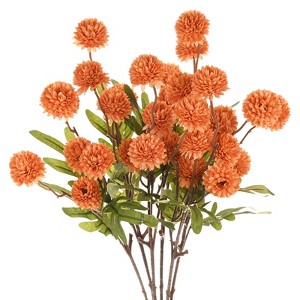 Unique Bargains 5-Heads Artificial Chrysanthemum Ball Flowers Silk Bouquets Real Touch 20 Inch - 1 of 4