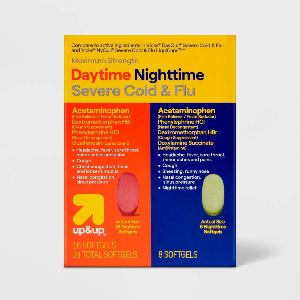 Day/Night Cold & Flu Combo Severe Softgels - 24ct - up&up™