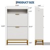 reestanding Shoe Cabinet w/ 2 Flip Drawers & Open Shelf, Fluted Shoe Organizer with Metal Legs, Narrow Entryway Shoe Rack for Hallway, Foyer - 2 of 4