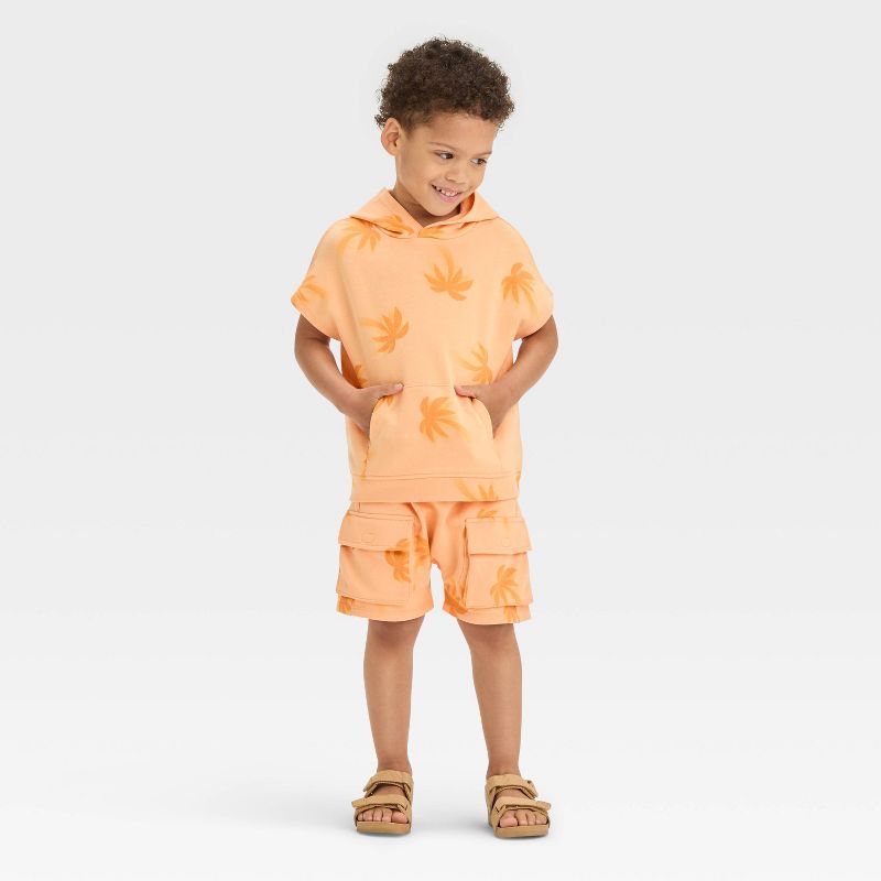 Grayson Mini Toddler Boys' French Palm Tree Hoodie T-Shirt - Orange, 3 of 5