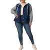 Agnes Orinda Women's Plus Size Denim Hood Layered Drawstring Fall Winter Button Pockets Jean Jackets - image 2 of 4