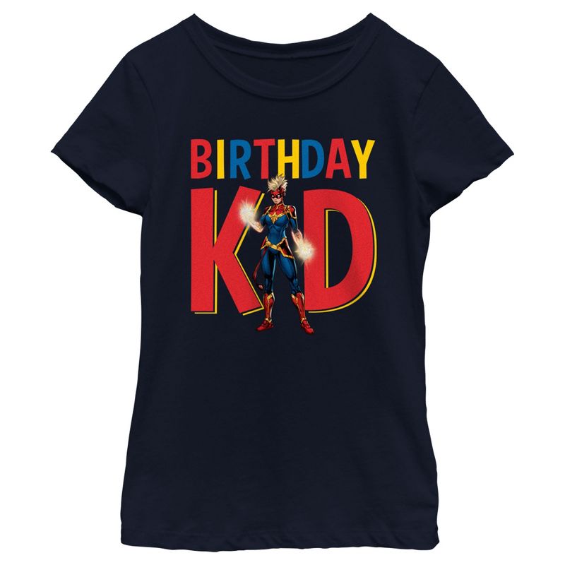 Girl's Marvel Birthday Kid Captain Marvel T-Shirt, 1 of 4