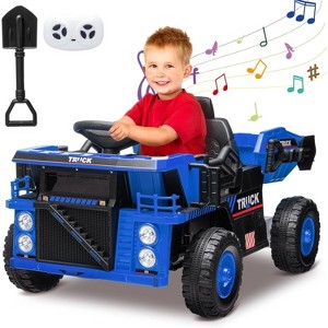 Ride On Dump Truck,Ride On Car Toy with Remote Control,Electric Dump Bed,Shovel, 12V Construction Vehicle for Kids - 1 of 4