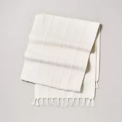 Textured Stripe Tassel Table Runner Cream - Hearth & Hand™ with Magnolia