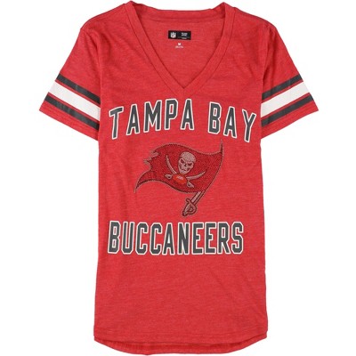 G-III Sports Womens Buccaneers Rhinestone Logo Embellished T-Shirt, Red, Medium
