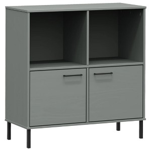 vidaXL Oslo Gray Solid Wood Bookcase with Metal Legs, Easy Assembly and Rustic Finish, Ideal for Organizing Books, Magazines, and Documents - 1 of 4