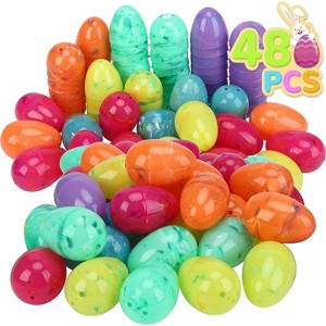 48PCS 2.4'' Marbling Easter Eggs, Empty Plastic Eggs for Candy Filling, Egg Hunt & Basket Stuffers - 1 of 4