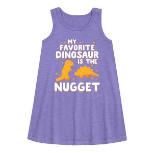 Girls' - Instant Message - My Favorite Dinosaur is the Nugget Graphic Sleeveless Aline Dress - 1 of 4