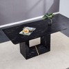 NicBex 63 Inch Rectangle Dining Table with Imitation Marble Tabletop and MDF Legs for 6 to 8,Living Meeting Room,Black - 2 of 4