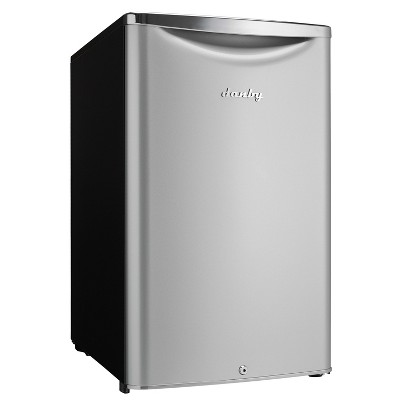 Silver and Black 4.4 cu. ft. Freestanding Mini Fridge with Chrome Handle